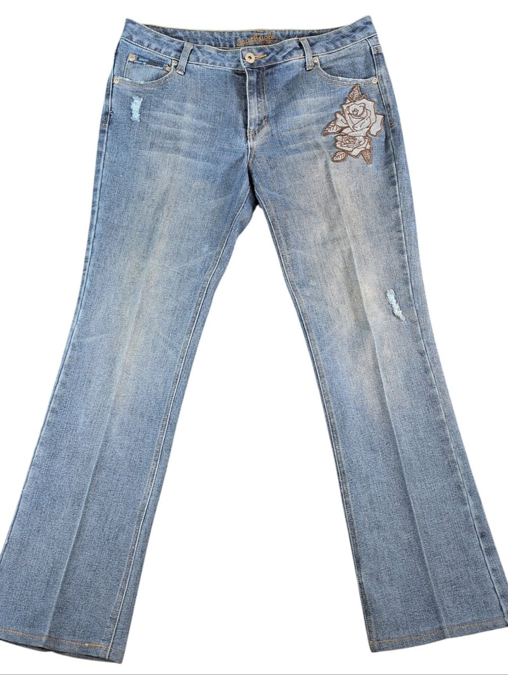 Southpole Y2K Rose Embroidered Bootcut Jeans Size 13